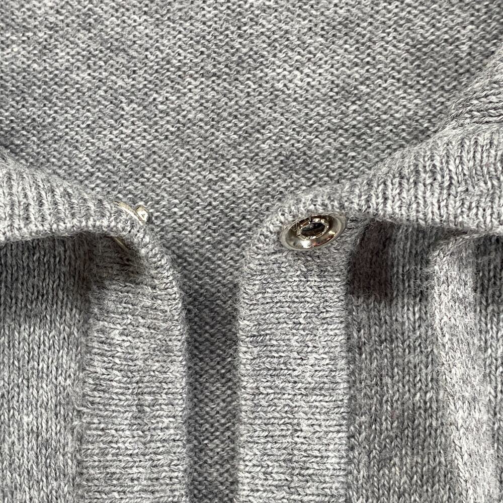 EILEEN FISHER Cardigan L Organic Cotton Snap Front Drawstring Sweater Gray - Picture 6 of 15